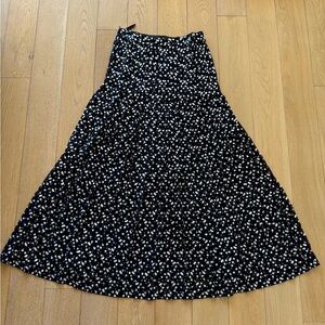 Giorgio Armani Black and White Floral A-Line Skirt